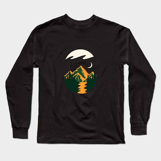 forest and hills retro style Long Sleeve T-Shirt by Faishal Wira